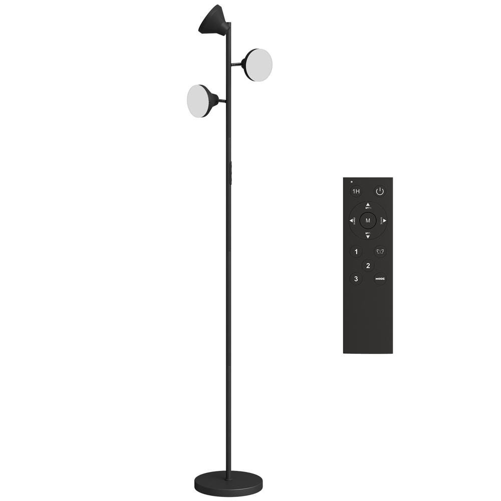 HOMCOM Three-Lamp Multi-Adjustable Floor Light - Black