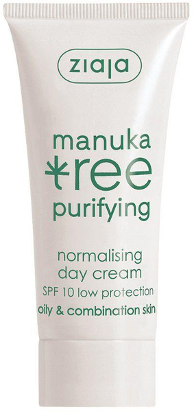 Ziaja Manuka Light Moisturizing Normalizing Cream for Oily and Combination Skin SPF10 for Day Vegan 50ml
