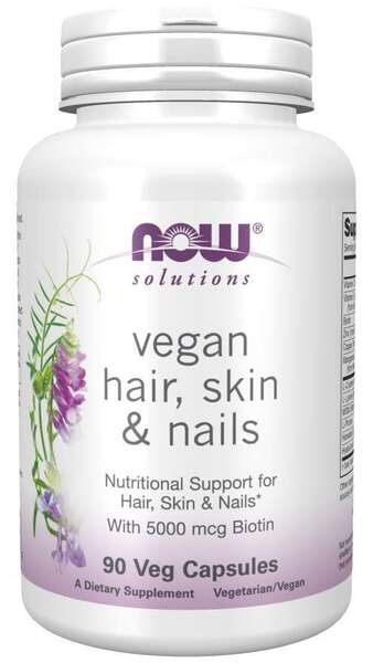 NOW Foods Vegan Hair Skin and Nails Supplement for a Healthy Appearance 90 Vegan Capsules