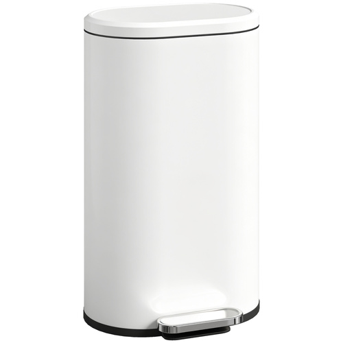 HOMCOM 30 L Modern Curved Kitchen Bin - Cream