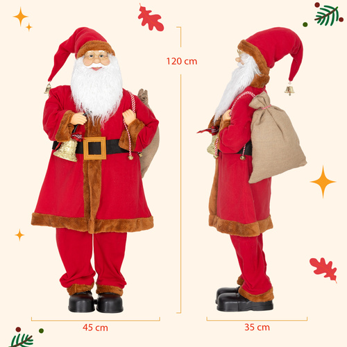 HOMCOM 4ft Singing Santa Claus Figure with with Waving Head- Red