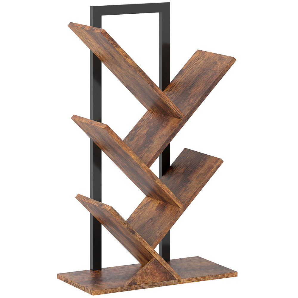 HOMCOM Four-Section Tree Bookcase - Wood-Effect