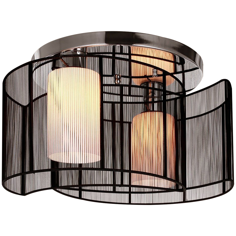 HOMCOM Modern Chandelier, Semi-Flush Mount Ceiling Light with 2 Light, E27 Bulb Base for Hallway, Dining Room, Living Room, White and Black