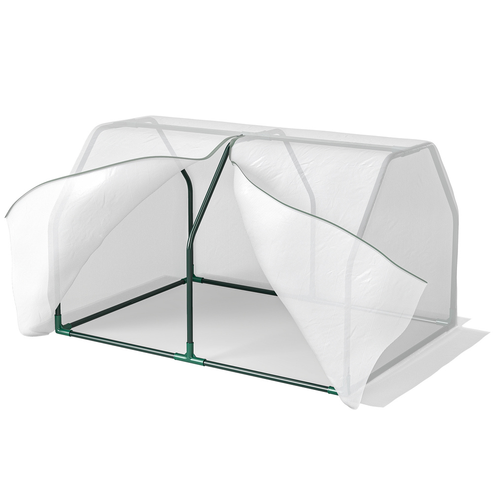 Outsunny Mini  Greenhouse Grow House PVC Cover Steel Frame White 99L x 71W x 60H cm