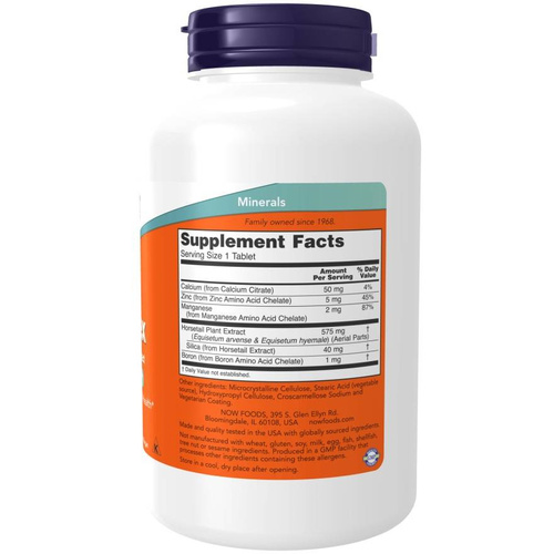 Now Foods Silica Complex z Ekstraktem ze Skrzypu Wspiera Zdrowie Włosów Skóry i Paznokci 180 Tabletek