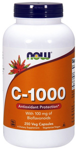 Now Foods Vitamin C-1000 Bioflavonoids and Rutin Supports Immunity Bones and Joints 250 Vcapsules