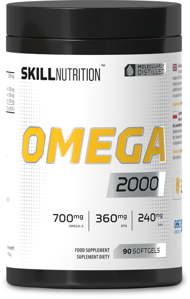 Skill Nutrition Omega 2000 Wysokiej Mocy Olej Rybi na Wsparcie Serca i Mózgu 90 Kapsułek
