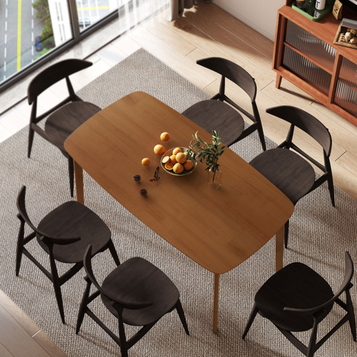 HOMCOM Pine Wood Rectangular Dining Table - Light Brown
