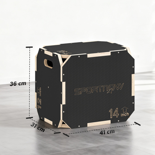 SPORTNOW Non-Slip Plyo Box, Corner-free Wooden Jump Box, 31 x 36 x 41 cm