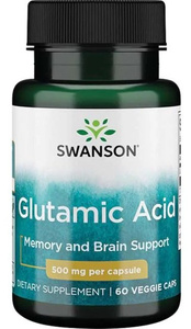 Swanson Glutamic Acid 500mg Kwas Glutaminowy 60 Kapsułek