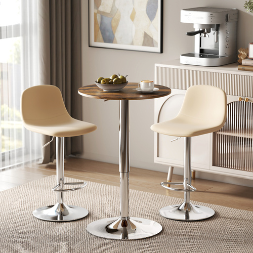 HOMCOM Round Bar Table, 360 Degree Swivel Counter Pub Table with Adjustable Height, for Kitchen, Cafe, Rustic Brown