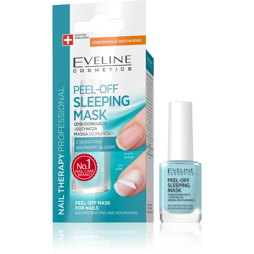 Eveline Nail Therapy Pell Off Sleeping Mask Rebuilding Nourishing Nail Mask Hard Nails 12ml