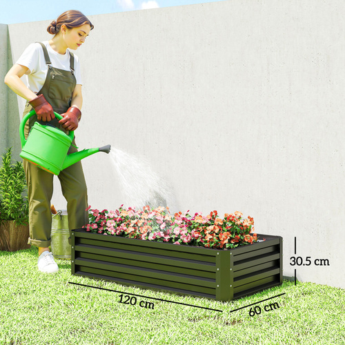 Outsunny Raised Beds for Garden, Galvanized Outdoor Planters, for Herbs and Vegetables, Use for Patio, Backyard, Balcony, Grey