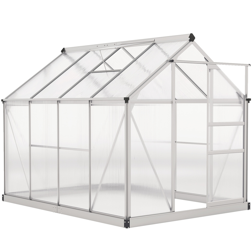 Outsunny 6 x 8ft Walk-In Greenhouse, with Sliding Door - Clear