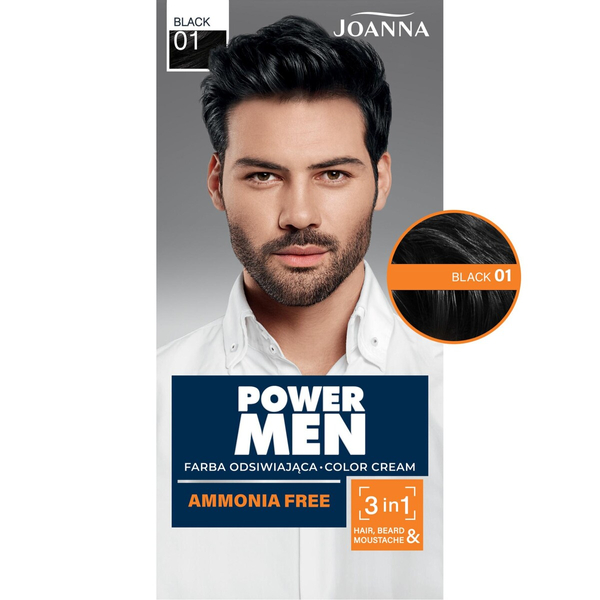 Joanna Power Men Color Cream 3in1 Hair Dye for Men No. 01 Black 1 Piece