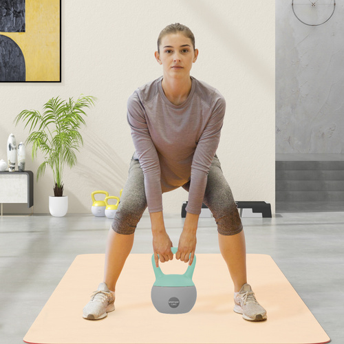 SPORTNOW 12KG Soft Kettlebell, Kettlebell with Non-Slip Handle for Home Gym, Weight Lifting, Strength Training, Green/Grey