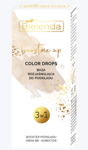 Bielenda Boost Me Up Color Drops Baza Rozjaśniająca 3w1 Booster Podkładu Krem BB Korektor 15ml