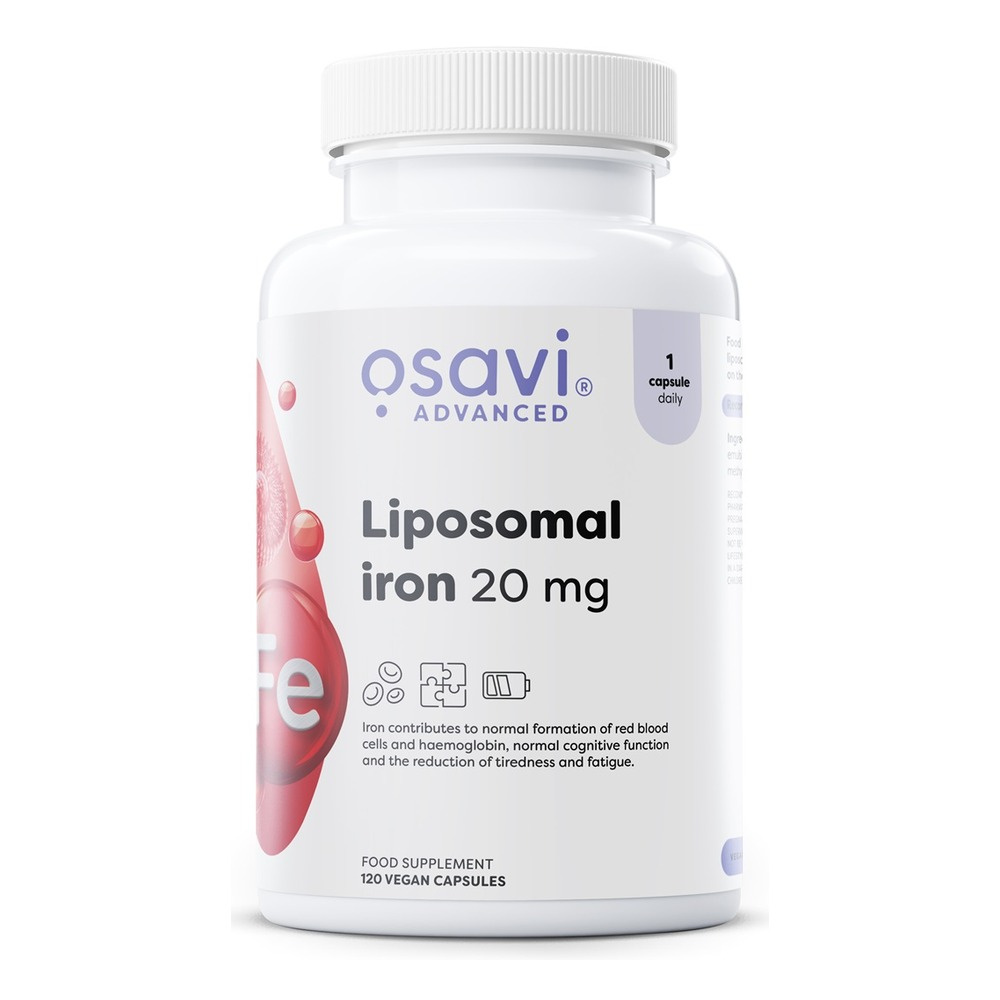 Osavi Żelazo Liposomalne 20mg Wysoka Przyswajalność Na Energię 120 Kapsułek