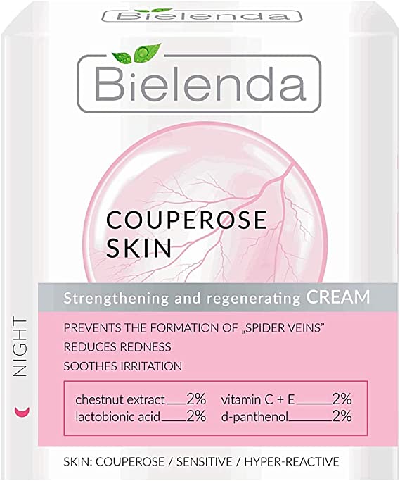 Bielenda Capillary Skin Wzmacniająco Regenerujący Krem do Skóry Wrażliwej i Naczynkowej na Noc 50ml