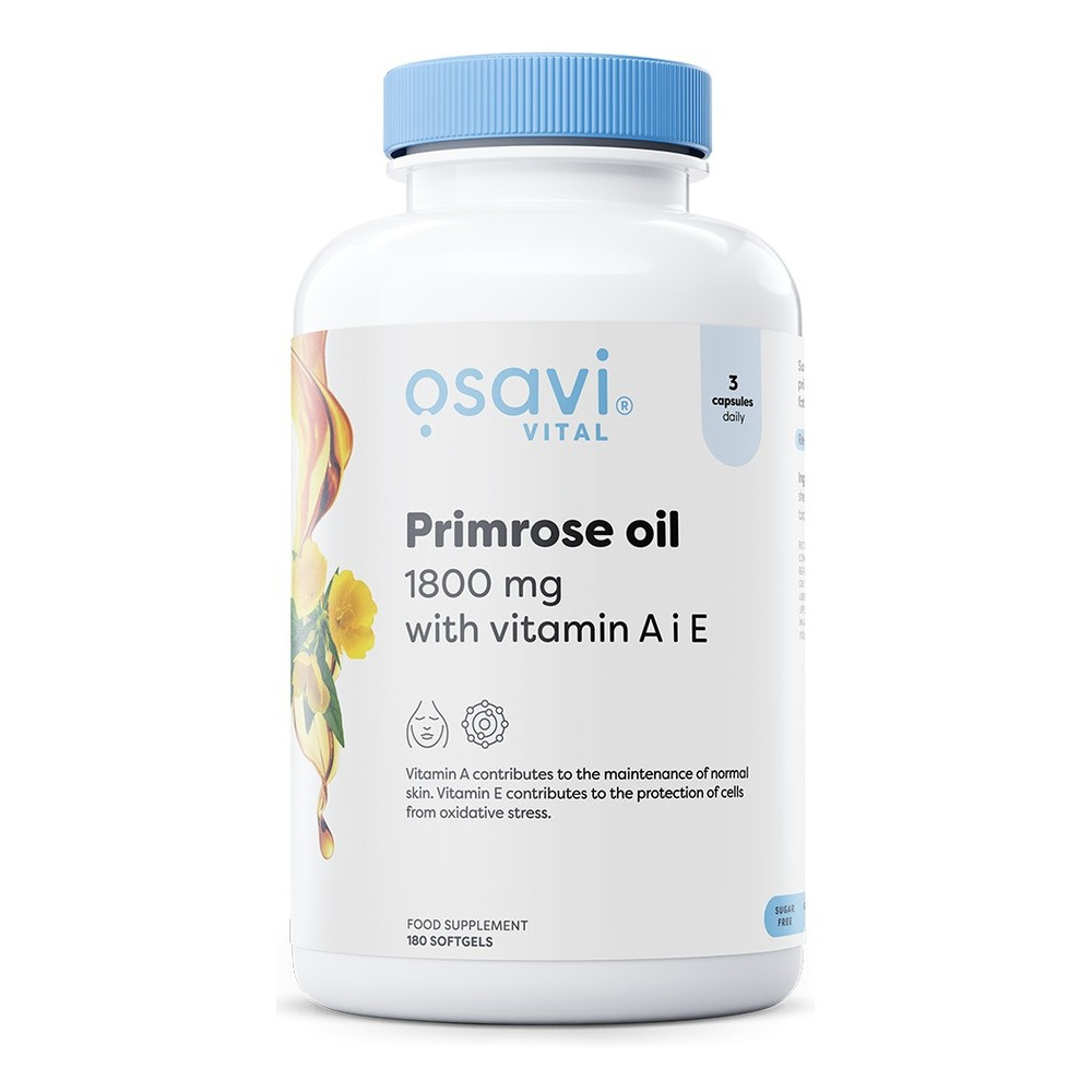 Osavi Primrose Oil with Vitamin A & E 1800mg for Skin Health 180 Softgels