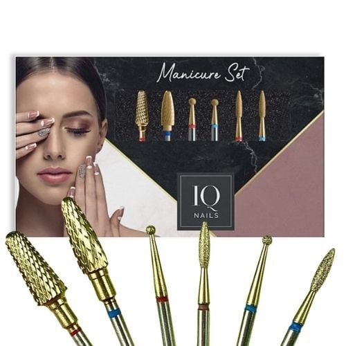 IQ Nails Gold Maxi Set Mani 17 For Gel Polish Acrylic Cuticles Removal 6pcs