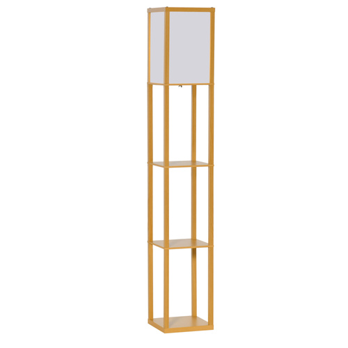 HOMCOM 3-Tier Floor Lamp, Floor Light with Storage Shelf, Reading Standing Lamp with Acrylic Shade for Living Room, Bedroom, Kitchen, Dining Room, Office, Dorm, 160cm, Natural