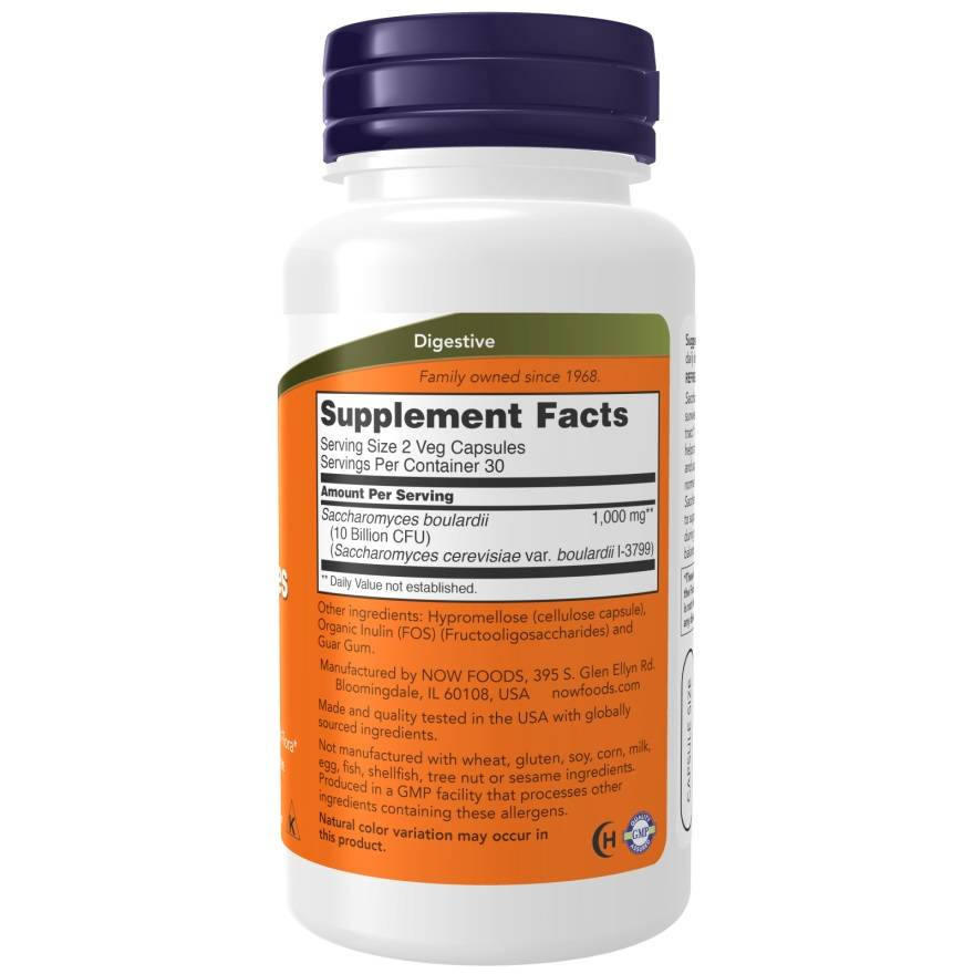 Now Foods Saccharomyces Boulardii Supports Digestive System 60 Vcapsules
