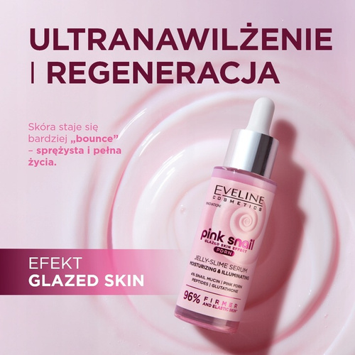 Eveline Jelly Slime Pink Snail Moisturizing Regenerating Serum 30ml