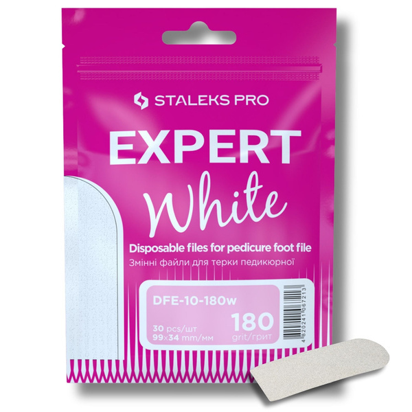 Staleks Pro Expert 10 Disposable White Pedicure File Refills 180 Grit  DFE-10-180w 30pcs