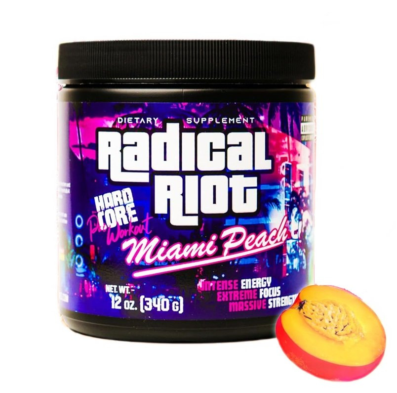 American Supps Radical Riot V3 Pre Workout For Energy and Focus Miami Peach Flavor 340g