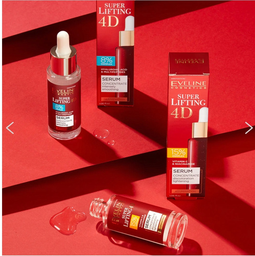 Eveline Super LIfting 4D 8% Complex Intensywnie Wygładzające Odmładzajace Serum Koncentrat dla Skóry Dojrzałej 30ml