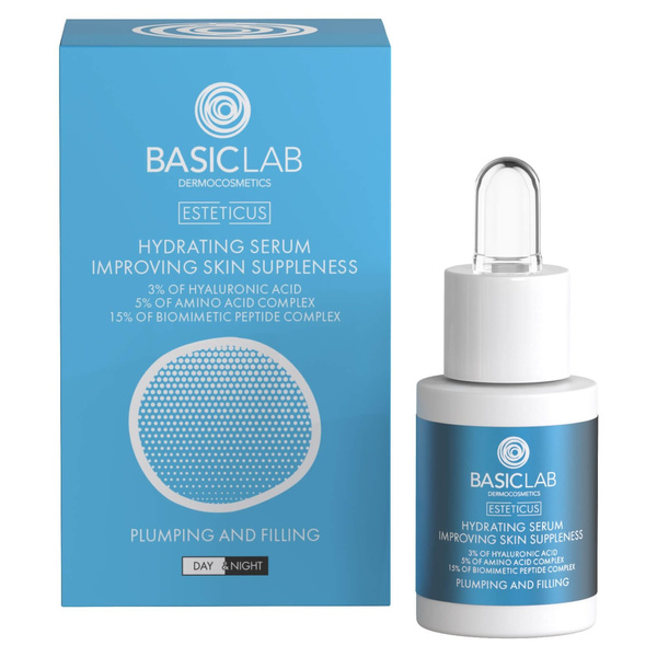 BasicLab Esteticus Serum Nawadniające 3% Kwas Hialuronowy 15% Peptydy 15ml
