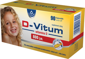 D-Vitum Witamina D 800 j.m dla Noworodków Urodzonych Przedwcześnie i Dzieci od 1 Roku Życia 90 Kapsułek