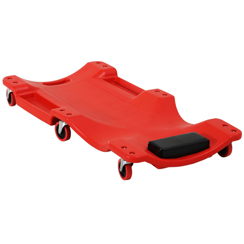 DURHAND Mechanic Vehicle Creeper, Under-Car Rolling Crawler Board, with Headrest, Wheels, Red