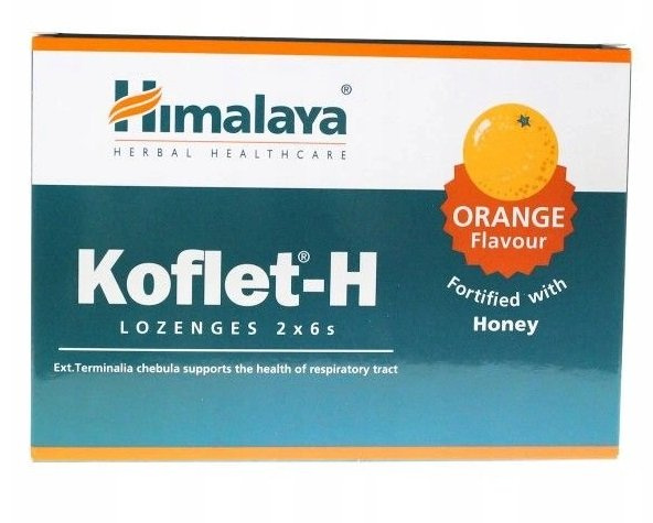 Himalaya Koflet-H Pomarańcza Wspiera Zdrowie Dróg Oddechowych 12 Pastylek do Ssania