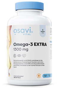 Osavi Omega-3 Extra Molecularly Distilled 1300mg Lemon Flavoured Softgels for Heart and Brain Support 180 Softgels