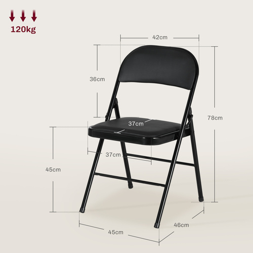 HOMCOM Set of Two Cushioned Folding Chairs - Black