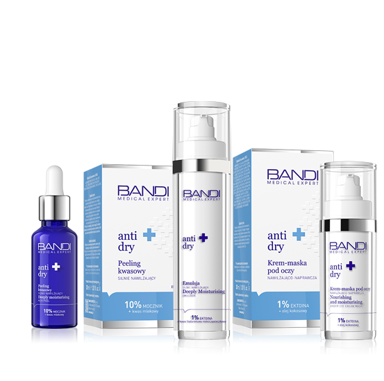 Bandi Zestaw Anti Dry Emulsja Peeling Kwasowy i Krem-Maska pod Oczy 50x30x30ml