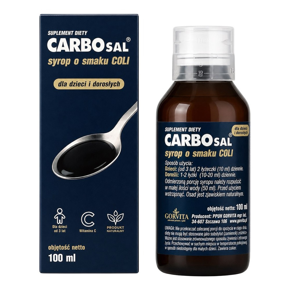 Carbosal o Smaku Coli Przeciwbiegunkowy Dla Dzieci i Dorosłych 100 ml