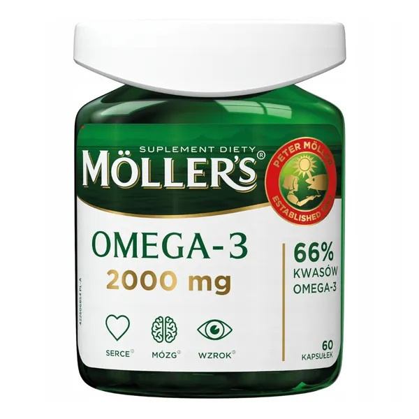 Moller's Omega-3 2000 mg Kapsułki z Olejem Rybim DHA i EPA 60 Sztuk