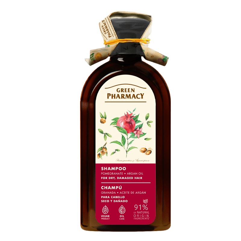 Green Pharmacy Szampon dla Włosów Suchych i Łamliwych z Olejkiem Arganowym i Granatem 350ml