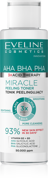 Eveline 3 X Acid Therapy AHA BHA PHA Miracle Tonik Peelingujący 110ml
