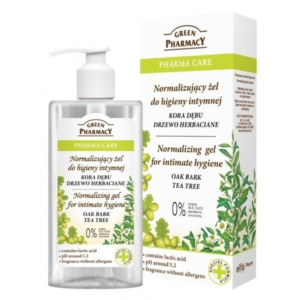 Green Pharmacy Normalizujący Żel do Higieny Intymnej Kora Dębu i Drzewo Herbaciane 300 ml