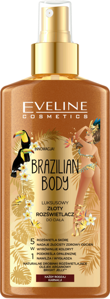Eveline Brazilian Body Luksusowy Złoty Rozświetlacz Do Ciała 150ML