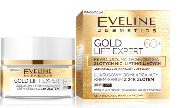 Eveline Gold Lift Expert Krem-serum 60+ Odmładzający 24K Złoto Dzień/Noc 50ml