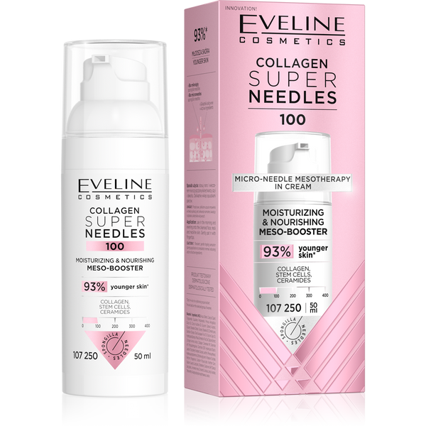 Eveline Super Needles Collagen 100 Nawilżająco-Odżywczy Mezo-Booster na Dzień i na Noc 50ml