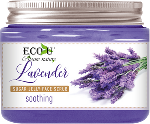 EcoU Łagodzący Lawendowy Peeling Cukrowy Galaretka do Twarzy 140 g