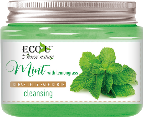 EcoU Mięta Trawa Cytrynowa Cukrowy Peeling Galaretka do Twarzy Oczyszczający 140g