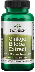 Swanson Ginkgo Biloba Extract 120mg Pamięć i Koncentracja 100 Kapsułek