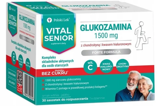 Vital Senior Glukozamina 1500 mg  Wsparcie Stawów dla Osób Starszych 30 Saszetek